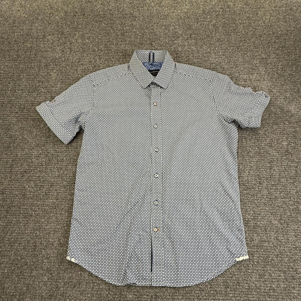 Robert Graham Shirt Mens Medium Blue Check Short Sleeve Button Up Americana